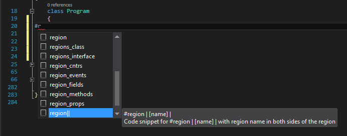 C# Code Region Snippets (vs2013, vs2015) - Visual Studio Marketplace